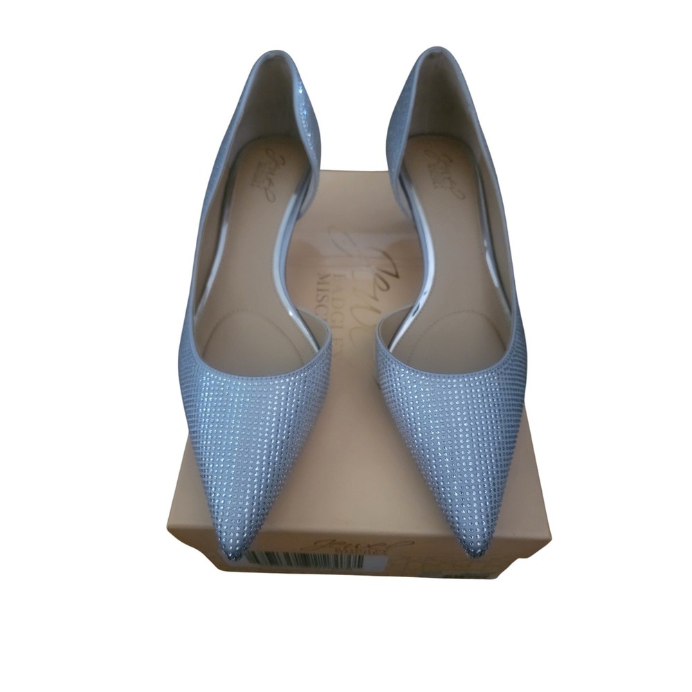 Jewel Badgley Mischka Teegan Silver Rhinestone d'Orsay Kitten Heel Pumps Size 9